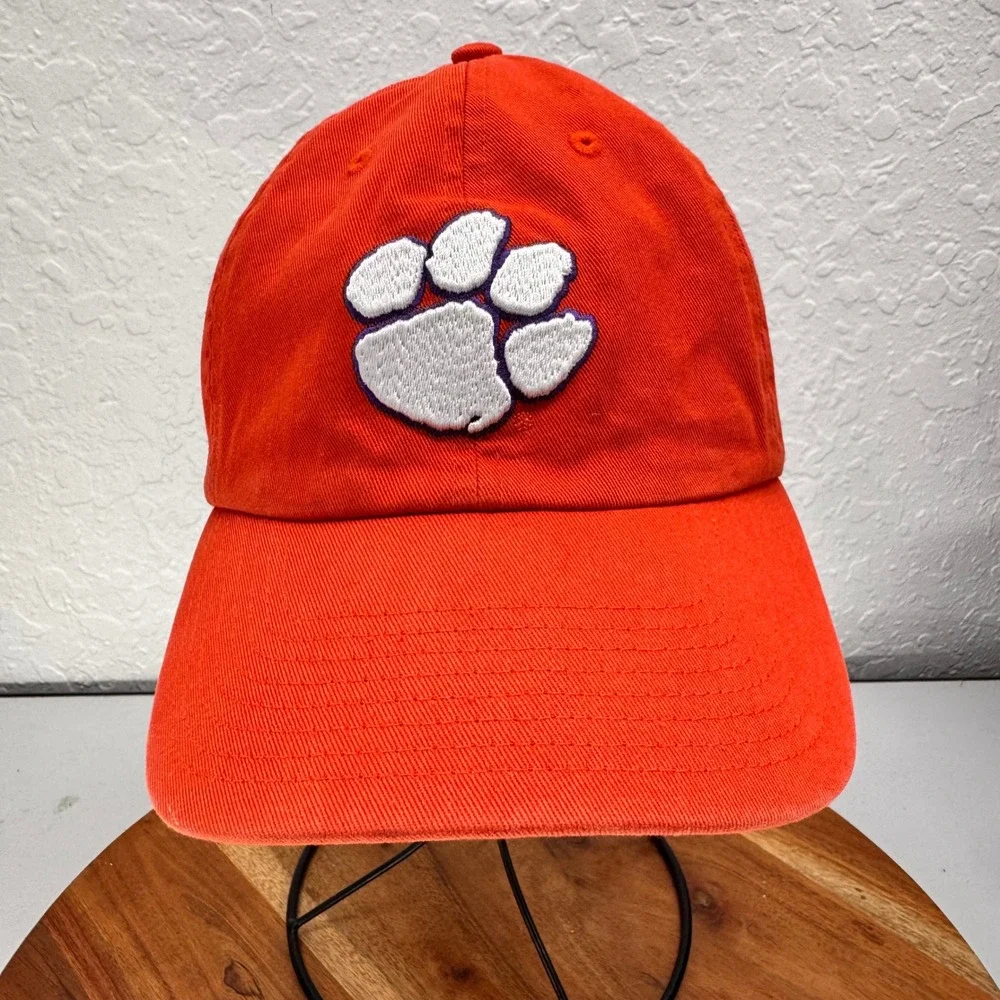 47 Brand Clemson Tigers Orange‎ Clean Up Adjustable Hat Paw Logo OSFA